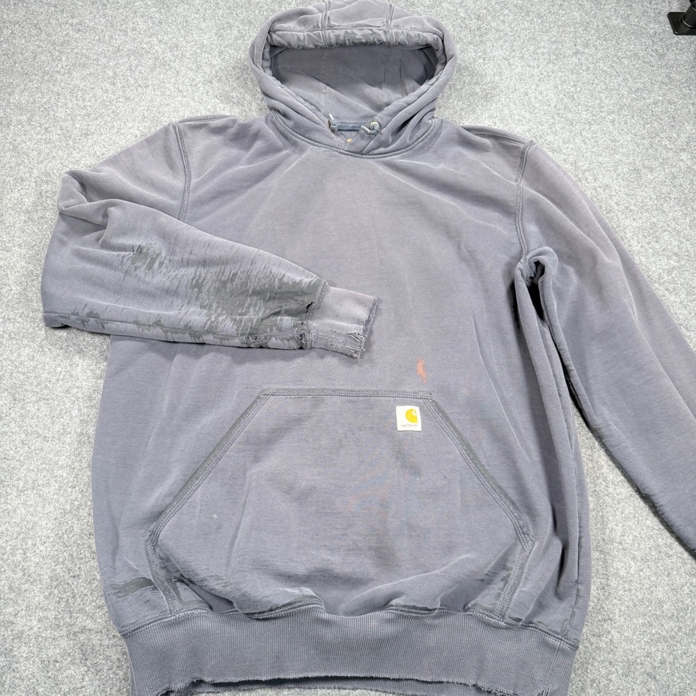 Carhartt Rain Defender Hoodie Gray Distressed Thrashed Original Fit L Tall